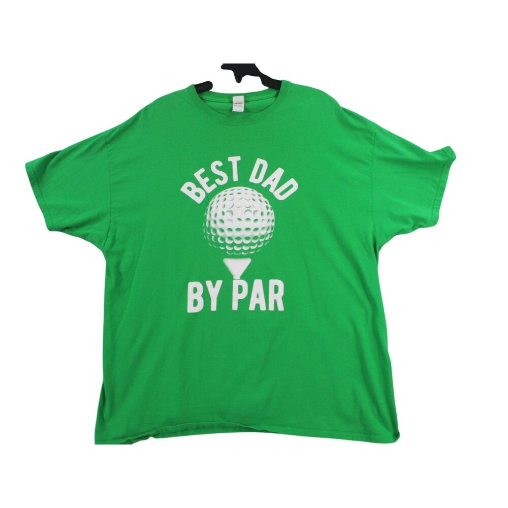 Best Dad By Par Golf Graphic Green T-Shirt 2XL 100% Cotton‎ Made In Honduras